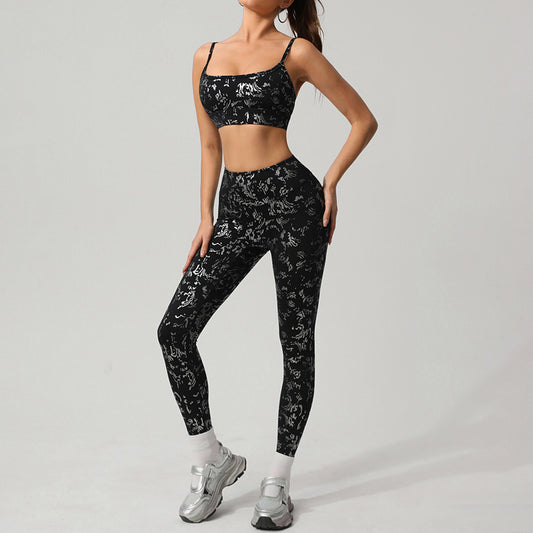 Wholesale Women's silver-printed Sports Bra + | Wonderxfans bulk activewear