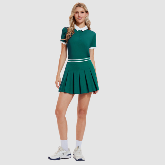 Wholesale Women's POLO Short Sleeve Pleated Skirt Set – 2-Piece Golf Tennis Athletic Outfit
