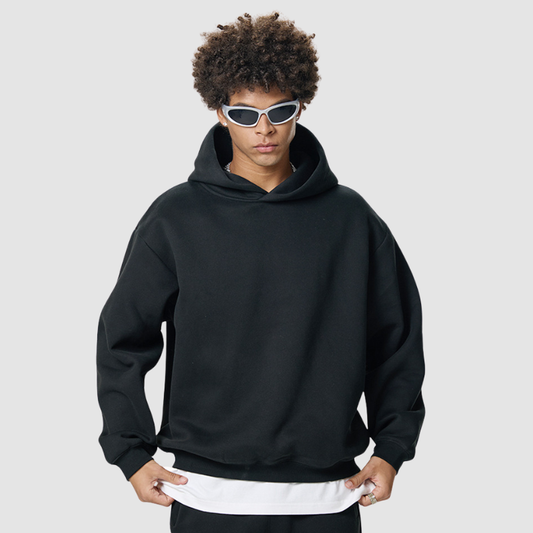 Wholesale Men Cropped Wide Fleece Hoodie | Wonderxfans bulk activewear