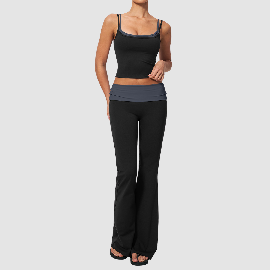 Wholesale Contrast Color High Waist Yoga Set – Tummy Control Fitness Outfit