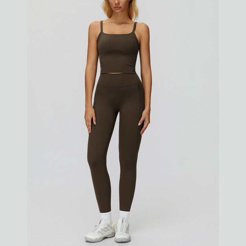 Sports vest with U-shaped+High-waisted slim-fit leggings 2-piece set