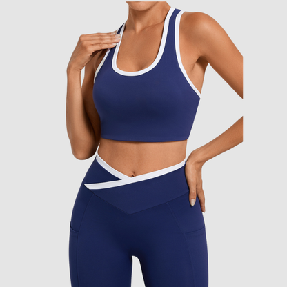 Wholesale U-neck white border sports vest | Wonderxfans bulk activewear