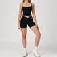 Fake two-piece halter tank top + High Waist Shorts 2-piece Set