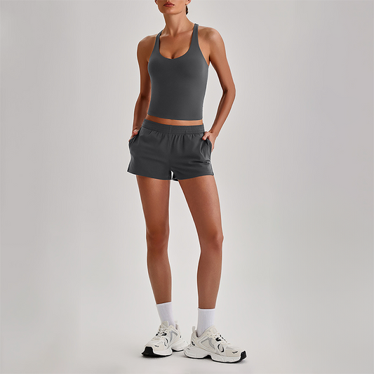 Wholesale Naked-Feel Racerback Sports Bra & High-Waist Biker Shorts Set – Sculpting Yoga 2-Piece