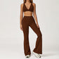 Triangle Cup Sports Bra + Flared Leg Pants 2-Piece Set