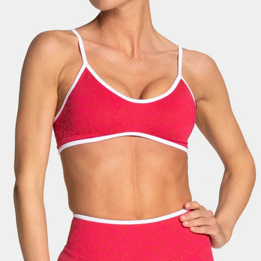 Wholesale Women's Seamless Leopard Print Sports Bra with Chest Pad