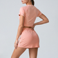 Wholesale Lightweight Casual Striped Short Sleeve Top + Shorts Skirt Set