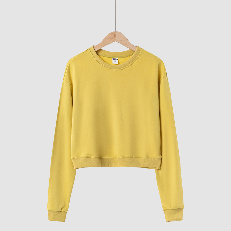 Wholesale solid color cotton short round neck sweatshirt