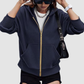 Wholesale loose casual hooded gold zipper jacket