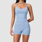 Wholesale Women's Seamless Yoga Set – Open-Back Vest and High-Waist Shorts