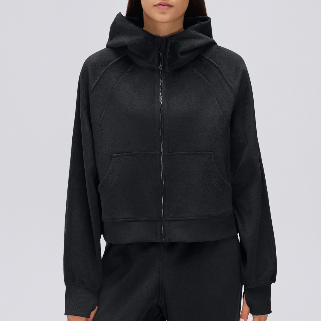 Wholesale Zip Up Hoodie Women's Cropped Hooded Sports Jacket