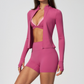 Wholesale 3-Piece Yoga Set – Cardigan Jacket & Bra & Shorts Fitness Outfit