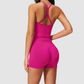 Wholesale Women's Seamless Yoga Set – Open-Back Vest and High-Waist Shorts