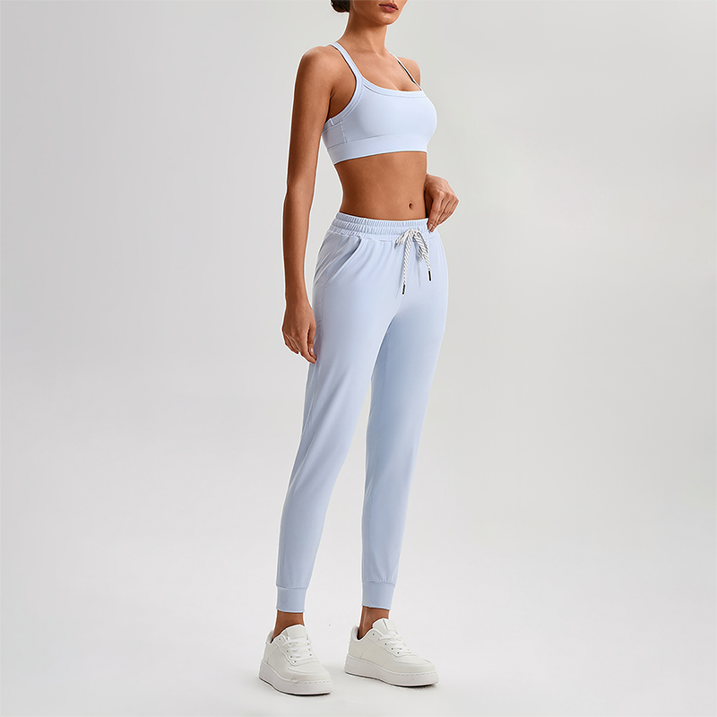 Wholesale Naked-Feel Open-Back Sports Bra & High-Waist Jogger Pants Set – Sculpting Yoga 2-Piece
