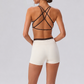 Wholesale Women's Color Block Cross-Back Sports Bra & High-waist Short (Pre-sale)