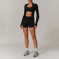 Seamless yoga bra + Full Zipper jackets + high waist shorts 3-piece set