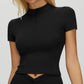 Slim-fit stand-up collar short-sleeved top