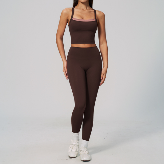 Wholesale Naked-Feel Yoga Set – Cross Back Quick-Dry Fitness Outfit