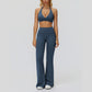 Halter sports bra+High waisted flared pants 2-piece set