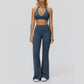 Halter sports bra+High waisted flared pants 2-piece set
