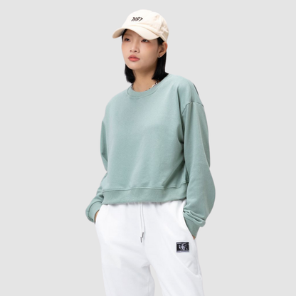 Wholesale solid color cotton short round neck sweatshirt
