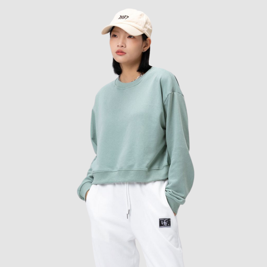 Wholesale solid color cotton short round neck sweatshirt