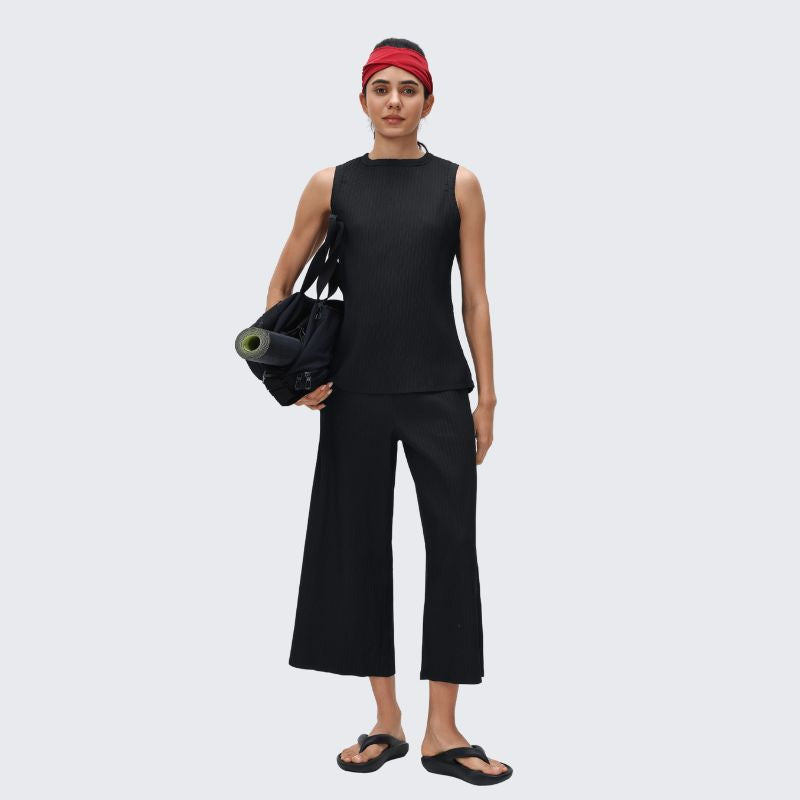 Wholesale loose crew neck tank top + wide-leg pants