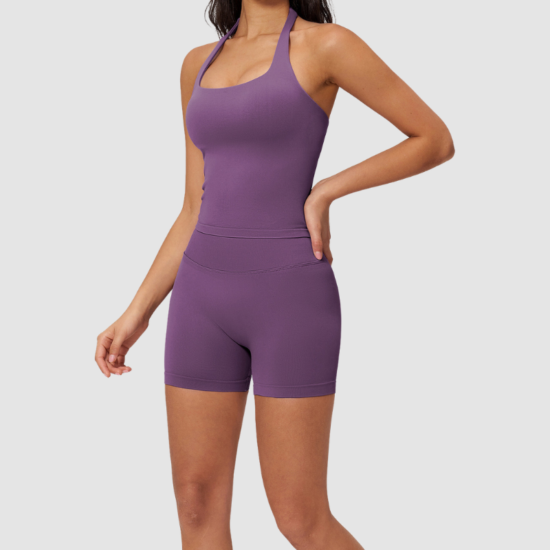Wholesale Seamless Racerback Tank Top & High-Waist Biker Shorts Set – Quick-Dry Yoga 2-Piece
