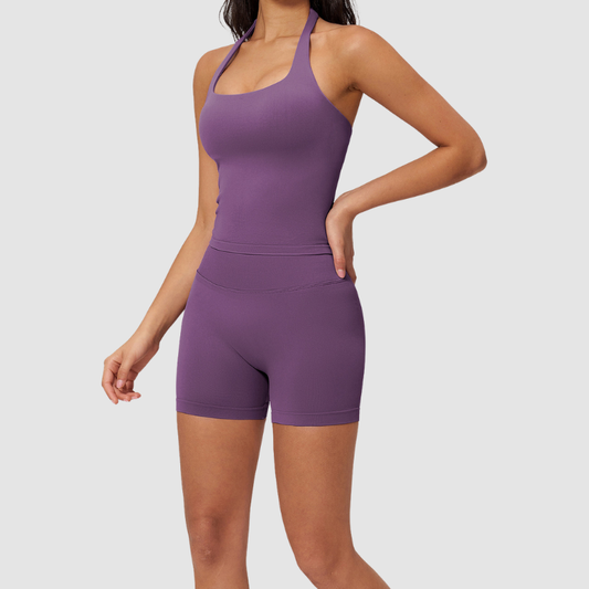 Wholesale Seamless Racerback Tank Top & High-Waist Biker Shorts Set – Quick-Dry Yoga 2-Piece