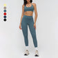 Halter-neck open-back sports bra + high-waisted leggings 2-piece set