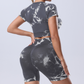 Tie-dye short-sleeve top and shorts two-piece set