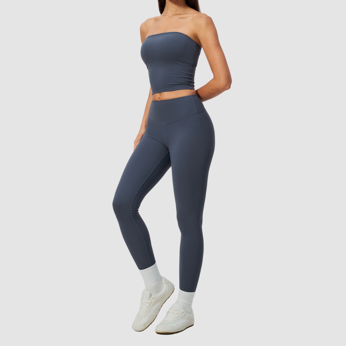 Wholesale Women’s Tube Top & High-Waist Leggings Yoga Set – Padded