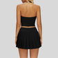 Removable Bra Pad Tank top+Anti-exposure design pleated skirt 2-piece set