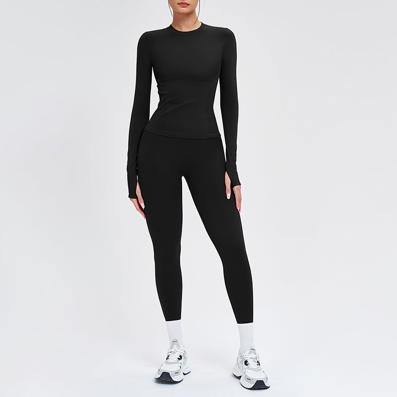 Wholesale solid color long-sleeved top + leggings