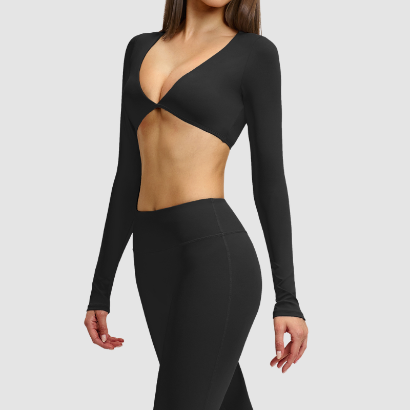 Wholesale Long Sleeve V-Neck Fashion Short | Wonderxfans bulk activewear