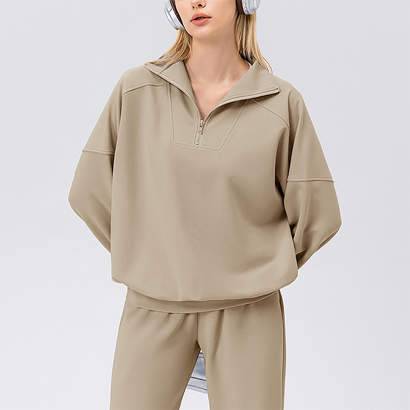 Wholesale Women's Half-Zip Pullover Sports Sweatshirt – Relaxed Fit Outdoor Running Jacket