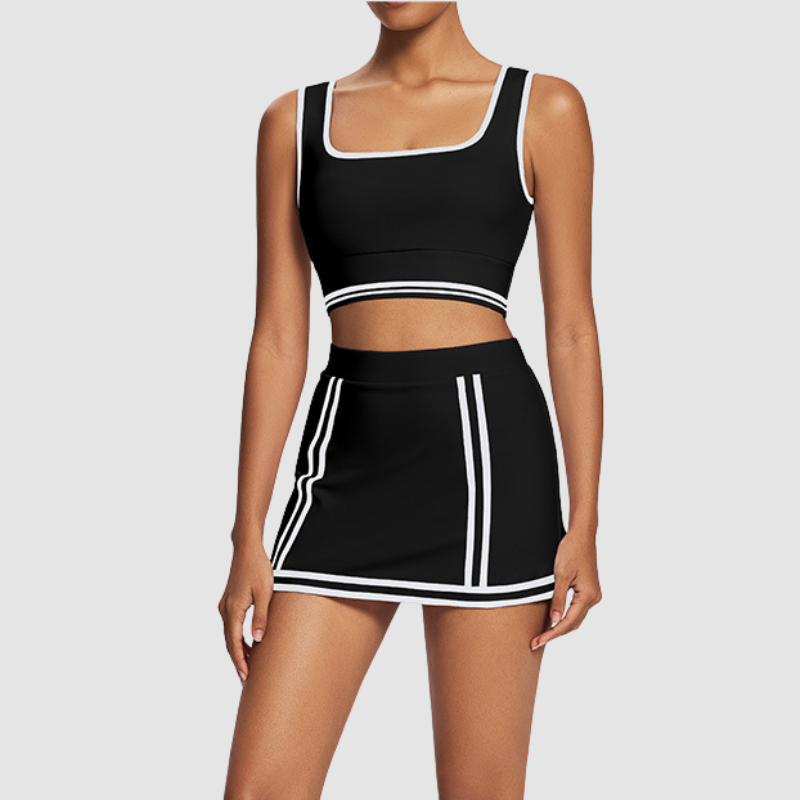 Wholesale contrast color tennis skirt set and safety shorts