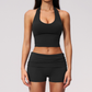 Wholesale Women's Cross-Back Halter Sports Bra and Shorts Set – Brushed Yoga Set