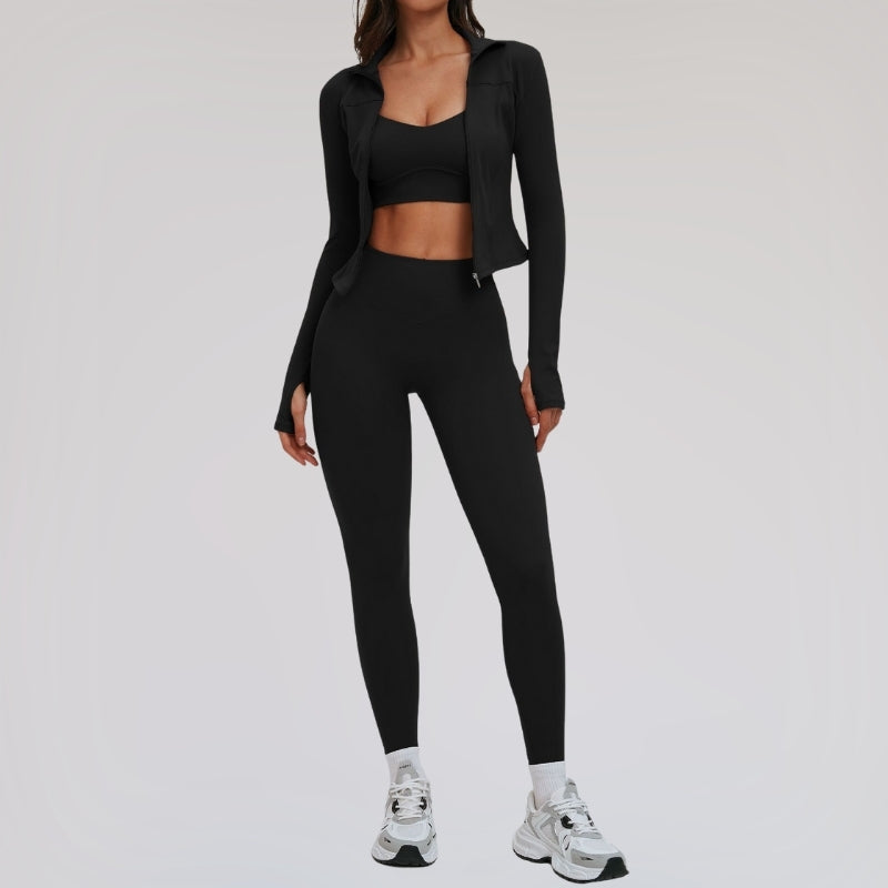 Wholesale removable padded bra + leggings + jacket