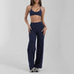 Halter-neck backless bra + loose wide-leg pants 2-piece set