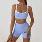 Wholesale color-blocked sports bra + high-elasticity shorts