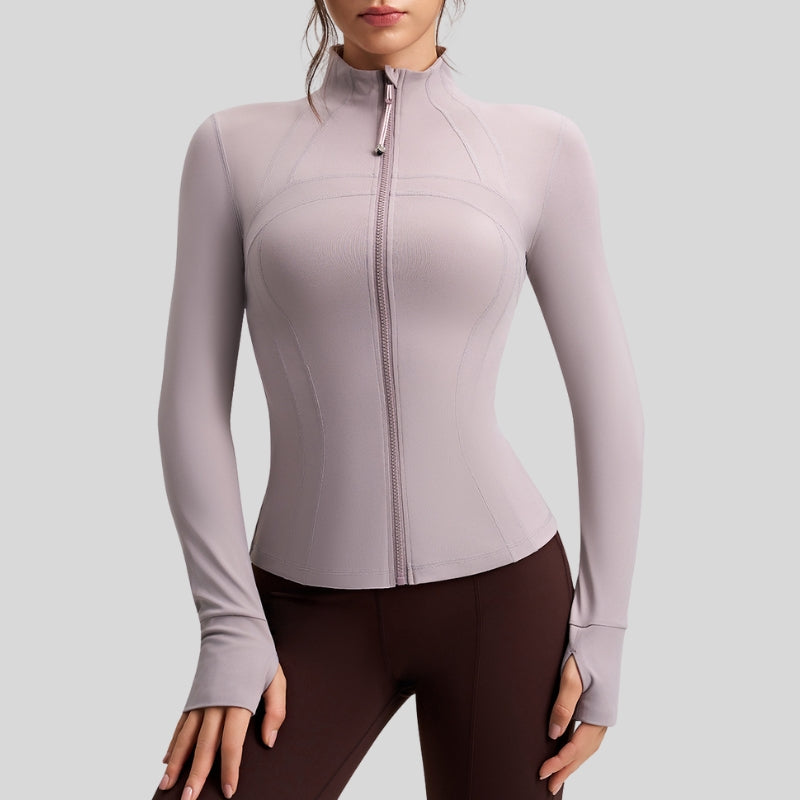 Slim-fit stand-up zip-up jacket