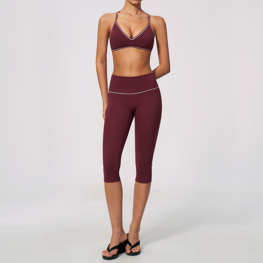 Wholesale Women's Colorblock Yoga Set: Sports Bra & Capri Pants – Tummy Control Butt Lift