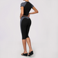 Wholesale Women's Colorblock Bare-Feel Yoga Set Short Sleeve Top & Capri Pants