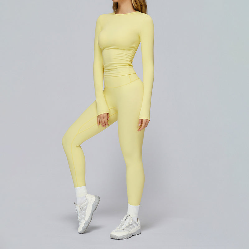 Pinsel Long Sleeve Sport Top & High Taille Fitness Leggings 2 -teiliges Set