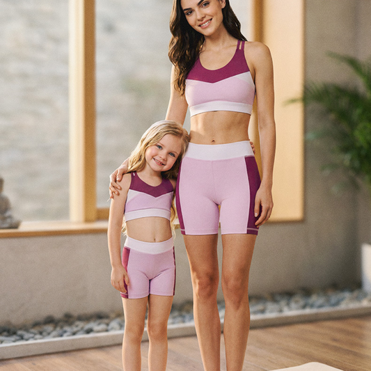 Wholesale Women's & Kids' Matching Yoga Set – Printed Pilates Bra & Leggings Mother-Daughter