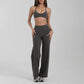 Halter-neck backless bra + loose wide-leg pants 2-piece set