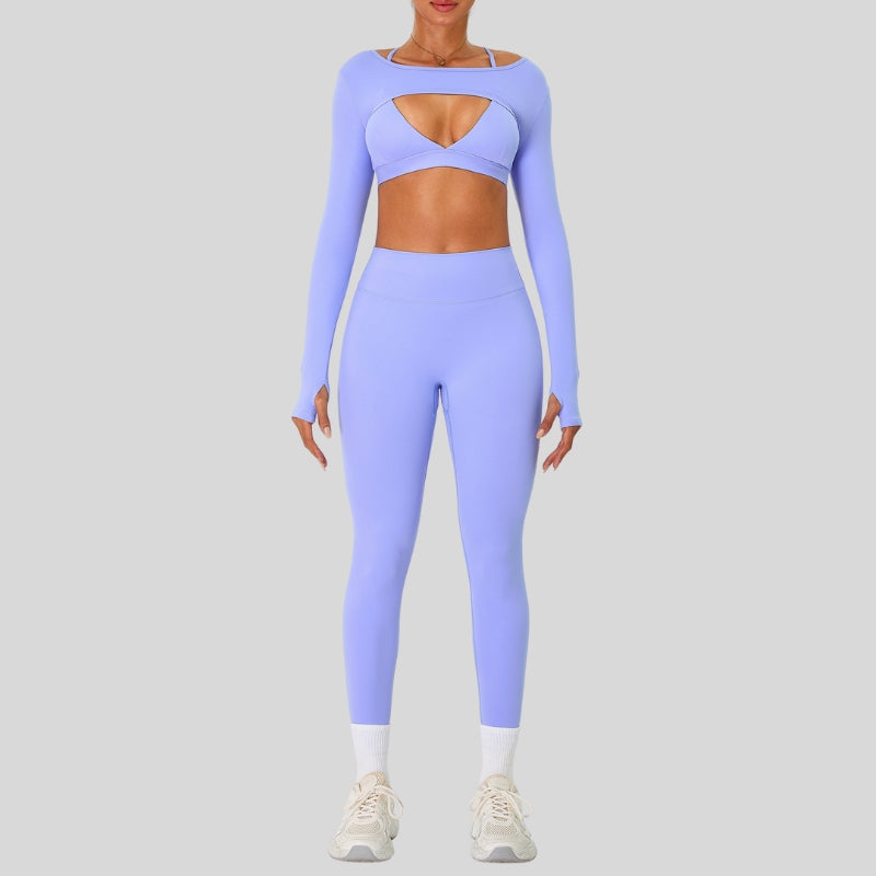 Naked Feel Sports Bra+long sleeve jacket+Legging 3-Piece Set