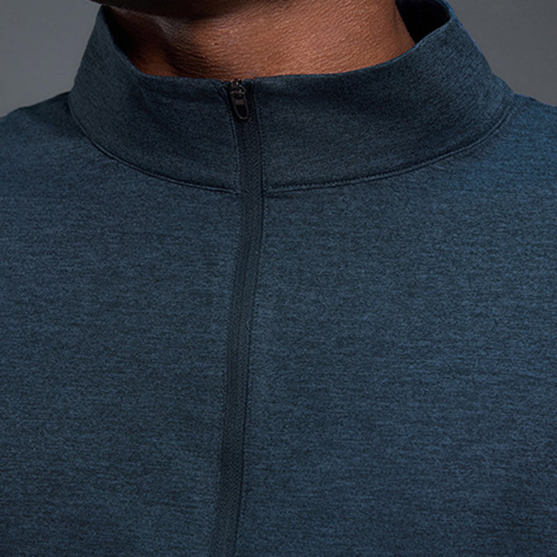 Half-zip stand-up collar long-sleeved T-shirt