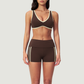 Wholesale Color Block V-Neck Sports Bra & Fold-Up Shorts Set